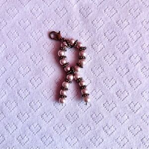 beaded breast cancer awareness ribbon keychain